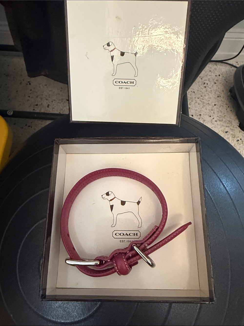 XS Coach Pink Leather Collar Belt with Silver Hardware - Picture 2 of 4